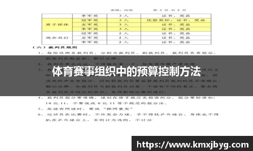 体育赛事组织中的预算控制方法